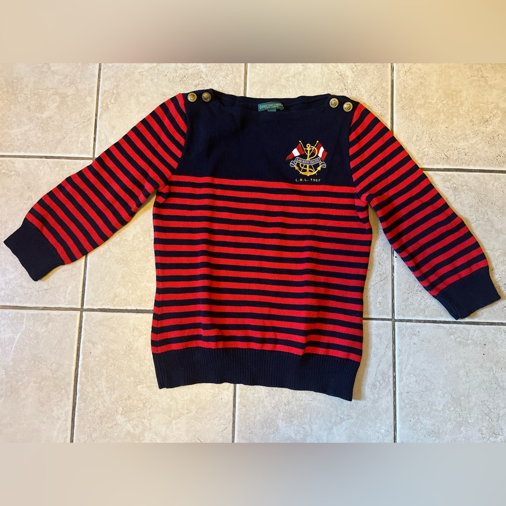COPY - Women's Vintage Sweater Ralph Lauren Red Navy blue Size LARGE